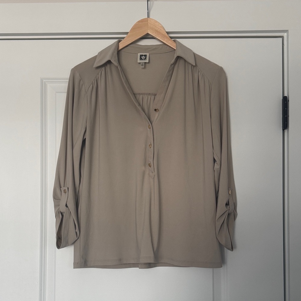 Anne Klein Taupe Long Sleeve Top